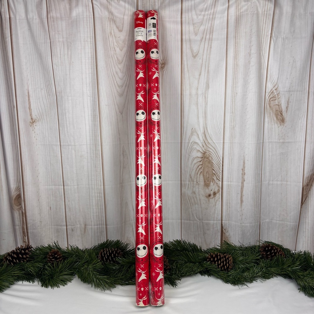 Nightmare Before Christmas Disney Gift Wrap Red Set of Two Rolls 70 Sq Ft Each